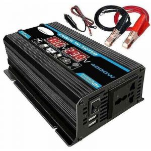 Convertisseur Pur Sinus 12V 220V 4000W avec Onduleur Onde Sinuso&iuml;dale Pure, Transformateur &eacute;quip&eacute; d'une Prise EU, d'un Port USB, d'un Port Type-C et