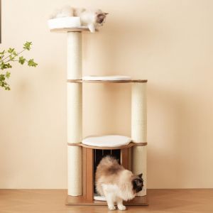 Arbre à Chat 135 cm - Arbre à Gratter avec Tronc XXL, 3 Plateformes, 1 Maison pour Chat, Tapis Amovible, Protection Anti-renversement, Résistant à