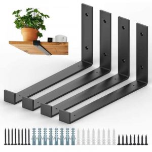 Lot de 4 supports d'&eacute;tag&egrave;res d'&eacute;chafaudage en m&eacute;tal robuste, &eacute;tag&egrave;res murales en fer industriel, supports de rangement muraux, taille 20 cm