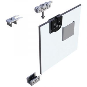 Helm - Système coulissant 73 Portes en verre effet inox 80 kg esg / vsg Kit complet 8-10,76 mm