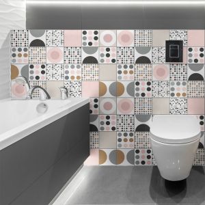 Sticker Mural Carrelage adh&eacute;sif Cuisine Salle de Bain - 24 stickers carreaux de ciment scandinave mikko - 24stickers15x15cm