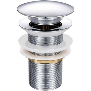 Bonde de Lavabo Pop-up sans Trop-plein, Vidage Clapet Push Open Pour Lavabo en Laiton, Chromé G 1-1/4"