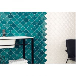 Gioia Materia - Carrelage mural faïence Squama Pâte blanche - Format écaille (5 couleurs) Ecaille 12,7x6,2 cm f7f5ef - - boîte de 0.40 m2