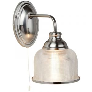 Applique m&eacute;tal verre E27 H : 24,5 cm avec interrupteur en argent mat Art Nouveau