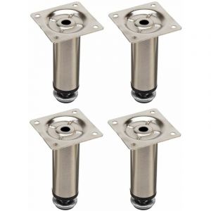 4x Pied de meuble ajustable ±13mm base ronde Ø30mm en acier finition chrome poli à visser Meuble tv Réglable Canapé Buffet Armoire Table Lit Bureau