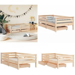 Cadre de lit enfant avec tiroirs 70x140 cm bois de pin massif - Lit Bébé - Lit Enfant - Meuble Enfant - Chambre D'enfant - Mobilier Enfant - Home &