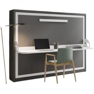 Les Tendances - Lit escamotable avec bureau 140x190 anthracite p 35 Kinoa