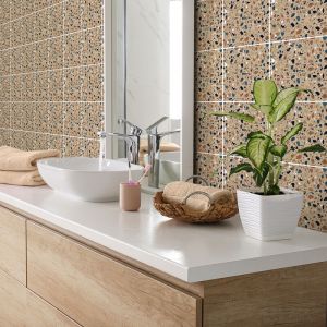 Ambiance-sticker - Sticker Mural Carrelage adhésif Cuisine Salle de Bain - 30 stickers carreaux de ciment terrazzo pedro - 30stickers15x15cm