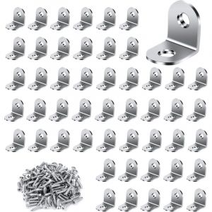 Csparkv - querre de Fixation 50 Pièces, 20x20mm Équerre Métal avec 100 pièces Vis Equerre Assemblage Inox Equerre de Fixation Angle Droit Support