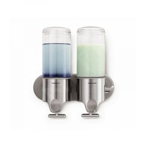 Simplehuman - Accessoires de salle de bains - Distributeur de savon et shampooing, 2x 444 ml, inox bross&eacute; BT1028