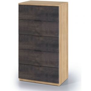 Chiffonnier 60x40x110 cm avec 5 tiroirs, oxyde ch&ecirc;ne canadien &ndash; Rende