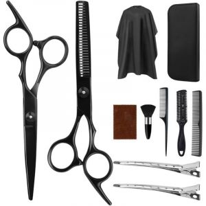 Ensemble de 11 pi&egrave;ces ciseaux coiffure professionnel,ciseaux coiffure, avec des ciseaux de coupe de cheveux et des ciseaux effil&eacute;s