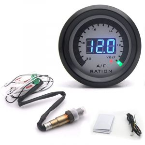 Kit de jauge de rapport air-carburant num&eacute;rique Kit de compteur de jauge AFR de pointeur de moteur automatique de voiture 2 en 1 52MM Volm&egrave;tre de