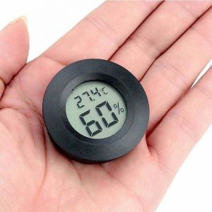 Thermom&egrave;tre, mini thermom&egrave;tre/hygrom&egrave;tre num&eacute;rique, &eacute;cran LCD noir de 4,5 cm, thermom&egrave;tre num&eacute;rique rond portable pour int&eacute;rieur/ext&eacute;rieur, piles