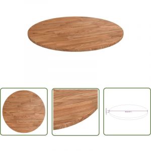 Jinlefu - The Living Store Dessus de table rond Marron clair Ø40x1,5 cm Bois chêne traité - Dessus De Table - Plateau De Table - Bois Chêne - Design