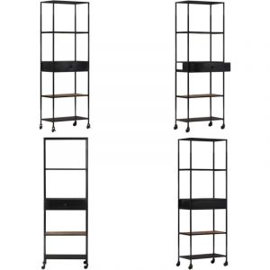 Vidaxl - Bibliothèque 60x35x180 cm Bois de manguier brut et fer - Bibliothèque Industrielle - Bibliothèque Design - Bibliothèque Rangement