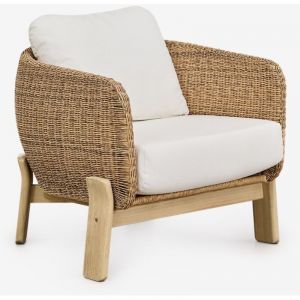 Sklum - Fauteuil de jardin Leilan en bois d'acacia et rotin synthétique