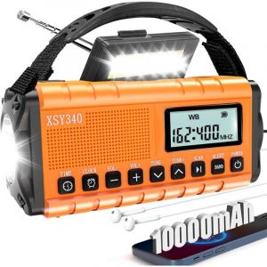 Radio d'urgence multifonctionnelle portable, g&eacute;n&eacute;rateur solaire &agrave; manivelle, alimentation mobile, r&eacute;veil, lampe de poche SOS, adapt&eacute; &agrave; l'ext&eacute;rieur