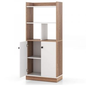 Biblioth&egrave;que avec armoire &agrave; double porte etag&egrave;re haute &agrave; 3 niveaux cubes ouverts vitrine moderne organisateur de rangement 60 x 30 x 140 cm