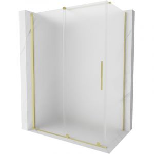 Mexen - Velar cabine de douche coulissante 140 x 70 cm, givr&eacute;, dor&eacute; bross&eacute; - 871-140-070-31-55