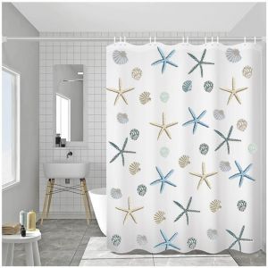 Vtizikl Rideau de Douche, 200 220cm Anti-Moisissure Rideau de Douche &eacute;tanche Anti-Bact&eacute;rien Rideau de Baignoire avec 12 Crochets, Blanc