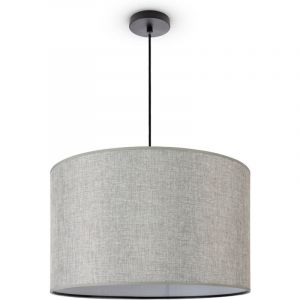 Paco Home - Suspension Salon Plafonnier Abat-Jour Tissu Moderne Monochrome Ronde Gris (Ø45,5 cm), Lampe à suspension - Type 1 - Noir