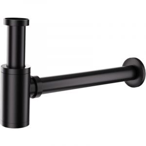 Siphon pour vasque modèle noir, Siphon Lavabo Universel,Bonde d'évier,Joint Inclus,Convient pour Salle Bain et Cuisine,Noir Mat(Pas de robinet)