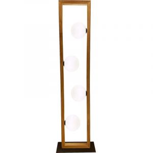 Nowa - Lampadaire Lampadaire en bois Boule de verre Lampe de salon 4 flammes h 110 cm