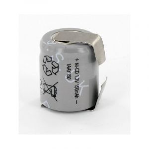 Accu Yuasa 1/3 aa 1.2V 150mAh NiCd 1AAY150 + cosses à souder