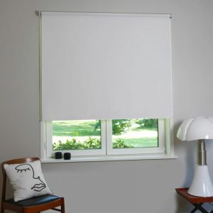 Store enrouleur occultant automatique - Blanc - L64 x H190cm