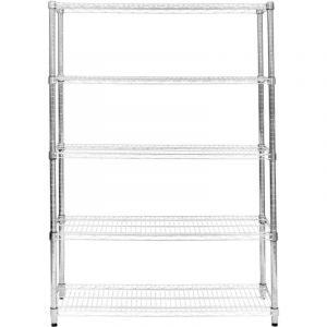 Etagère en Fil d'Acier Chromé 1000KG - 45 x 150 x 180cm - Pied de Nivellement - Rangement Garage, Cuisine, Atelier, Entrepôt, Organisation Rayonnage