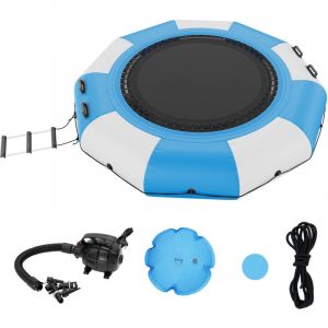 Vevor Trampoline Aquatique Gonflable, Trampoline sur l'Eau 310x60 cm, Plate-forme de Natation Portable avec Echelle et Pompe a Air Electrique,