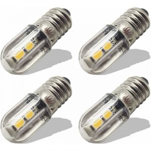 E10 Ampoule led 220V 230V ac Voyant led à économie d'énergie 8mm Base à vis 3030 4SMD Chipsets led Ampoule de mise à niveau, Blanc chaud (lot de 4)