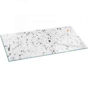 Plaque de sol sous po&ecirc;le &agrave; bois en verre tremp&eacute; protection thermique du plancher Motif pierre avec particules 125x50 cm