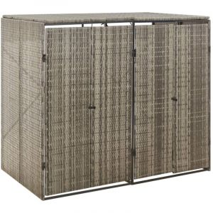 Maison Chic - Abri pour poubelle double,Cache-poubelle,Abri de jardin Gris 140x80x117 cm R&eacute;sine tress&eacute;e XZZZ832092 MaisonChic