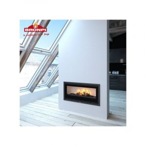Insert à bois canalisable raccordable Bronpi Cairo 110 15 kW Sans kit ventilation - Foyer en céramique