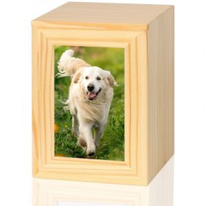 Urne fun&eacute;raire en bois pour animaux de compagnie, bo&icirc;te comm&eacute;morative pour animaux de compagnie, avec cadre photo, urne pour chien ou chat, urne pour