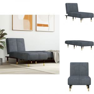 Chaise longue gris fonc&eacute; velours - Chaise Longue - Fauteuil Relax - Chaise Lounge - Canap&eacute; Chaise - Mobilier Ext&eacute;rieur