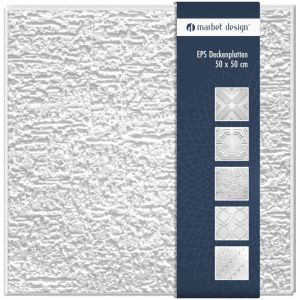 Marbet Design dalles plafond polystyr&egrave;ne EPS blanc 30 d&eacute;cors diff&eacute;rents 50x50cm paquet &eacute;conomique: Terra, 2 m&sup2; / 8 panneaux