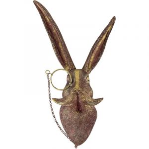 Sculpture murale avec tête d'animal, décoration murale, lapin, cerf ours, renard tête de Mickey avec lunettes pendentif animal en résine -C