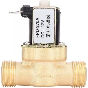 Lectrovanne G1/2', 12V/24V Laiton &Eacute;lectrovanne Normalement Ouverte, Valve &eacute;lectrique &eacute;lectromagn&eacute;tique, Interrupteur D'entr&eacute;e D'eau(DC12V)