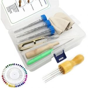 Kit d'outils pour tampons en feutre, bo&icirc;te de rangement en feutre faite main, &eacute;pingle de positionnement, repose-doigt, ensemble de huit &eacute;pingles en