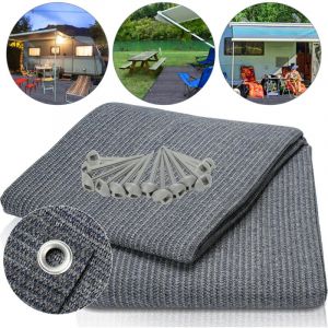 Swanew Tapis de tente camping, Tapis d'auvent de Camping, Auvent tapis, Tapis de sol pour caravane 250x300CM, Gris