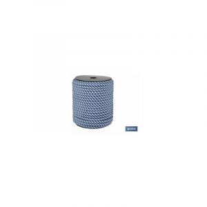 Bobine de corde hélicoïdale 8mm 50 m. blanc/bleu