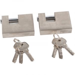 2 Pi&egrave;ces Cadenas Robuste Rectangulaire 8 Cl&eacute;s Cadenas Horizontal cl&eacute; en Cuivre Cadenas Monobloc pour Porte de Garage