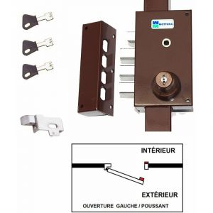 Serrure 3 Points MOTTURA 448 A2P1 ETOILE MARRON Avec P&ecirc;ne Invers&eacute; ( mont&eacute; ) 3 cl&eacute;s Gauche