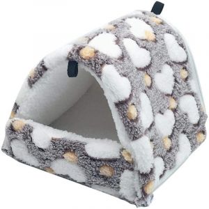 Couchage Rongeur Peluche Petite Maison Hamster Hamac Jouet Lit Cabane pour Cochon d'Inde Lapin Chinchilla Furet, Marron L