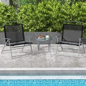 Northix - Table bistro avec 2 chaises ensemble balcon pliant salon de jardin 3 pieces avec structure en metal