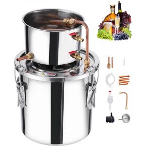 Mophorn - Alambic à alcool, distillateur d'eau-alcool en acier inoxydable de 3 gal/11,4 l avec serpentin en cuivre. Kit de brassage et de raffinage