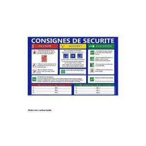 Panneau des consignes de s&eacute;curit&eacute; horizontal - Blanc